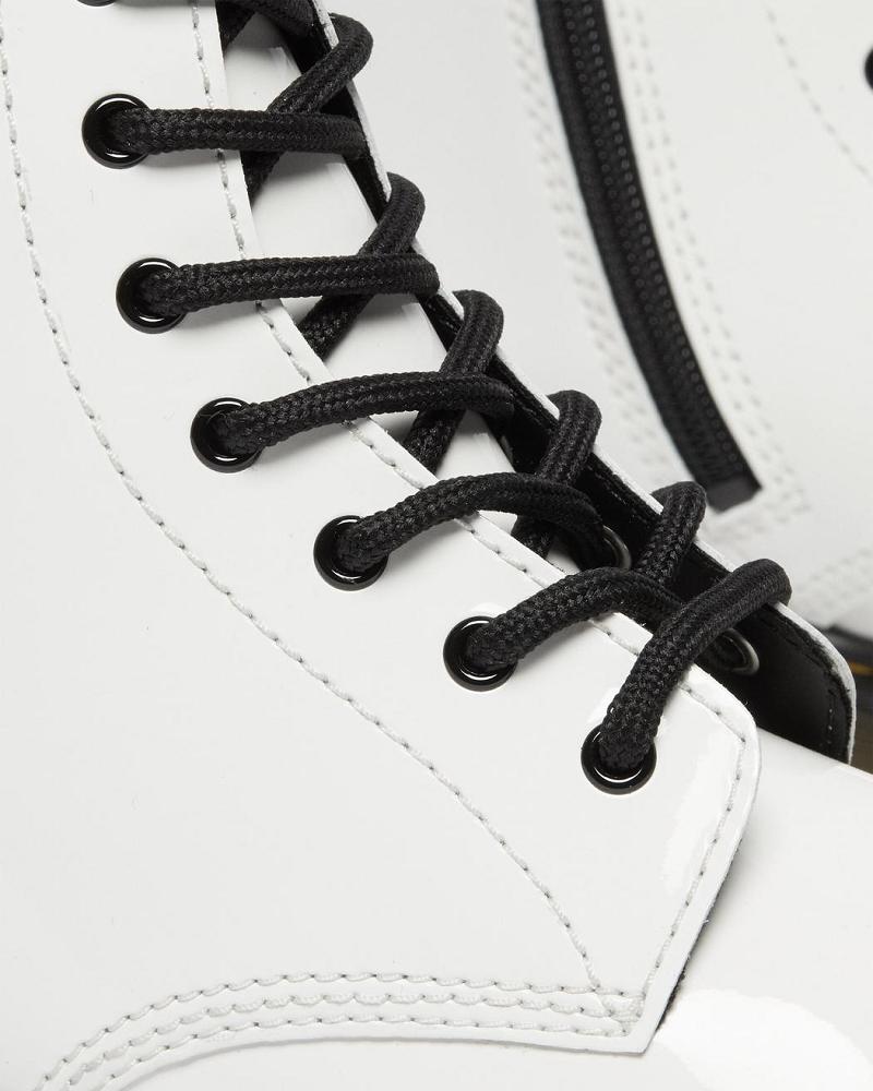 Dr Martens Youth 1460 Lak Læder Snørestøvler Børn Hvide | DK 711RVD